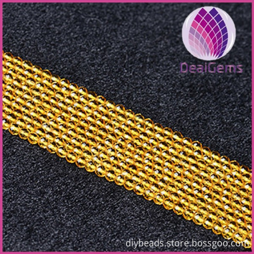 Nature citrine round ball faceted 3mm gemstone beads for jewelry